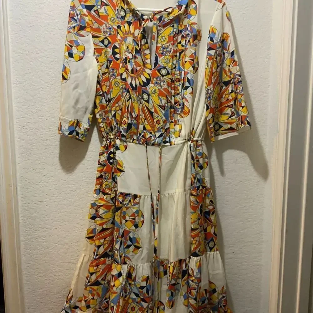 Tory Burch Arabella Psychedelic Silk Dress Sz small